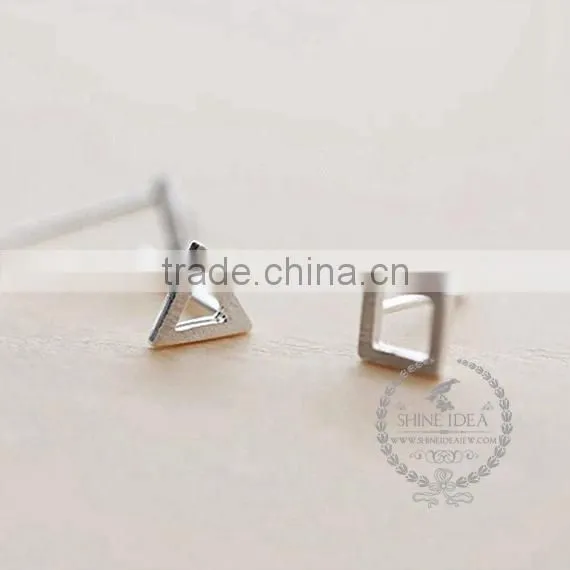 925 Sterling Solid Silver Hollow Triangle and Hollow Square Earring Stud Fashion Women Earrings 6730611 photo-2