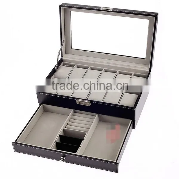 Chinese Factories Wholesale Custom PU Leather Jewelry Box, Multi-function Drawer Watch Box photo-4