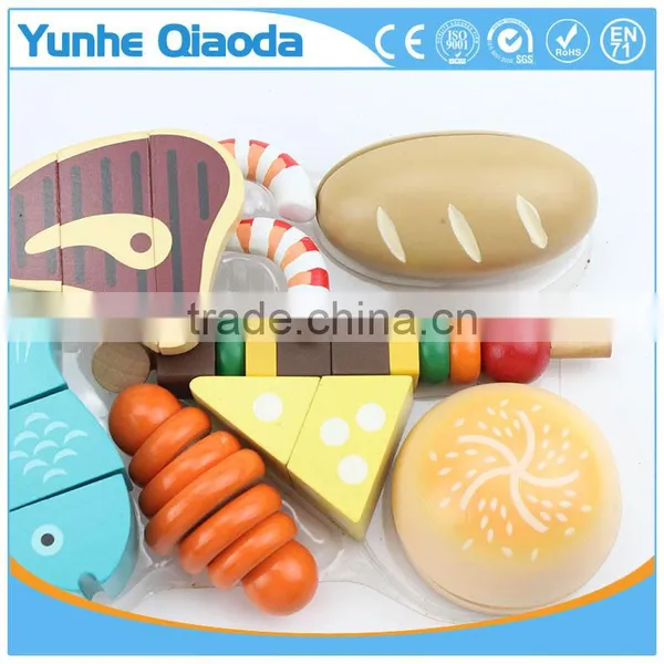 Wooden Food Lunch Basket Set for Years of Play Wooden 9 Piece Food Basket