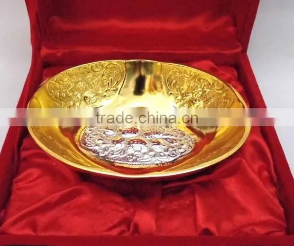 Promotional Gift, Corporate Gift, Beautiful Wedding Gift Gold Plated Brass Bowl Spoon Set photo-5