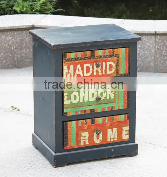 Made in China Antique Blue Wooden Home Decoration Bedstand