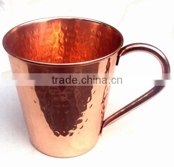 BPA FREE HAMMERED FINISH MOSCOW MULE SOLID TAPER COPPER MUG