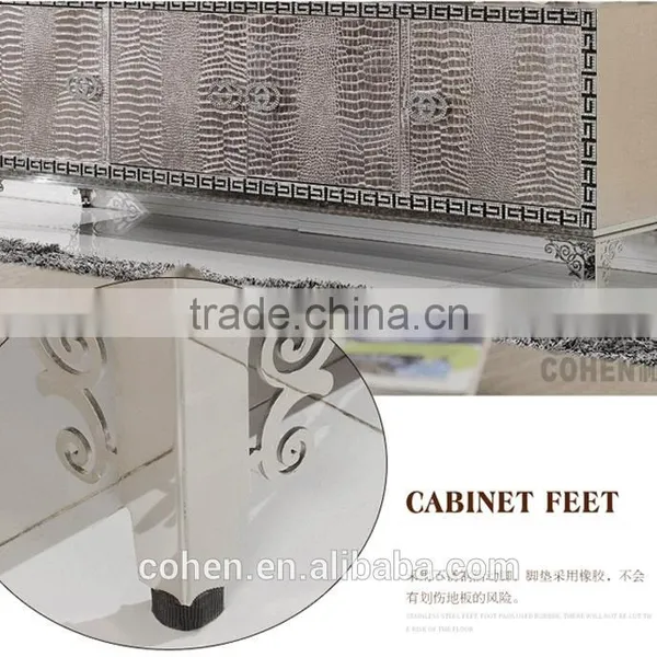 E106 Postmodern Western-style High Quality Stainless Steel Crocodile PU tv Stand/cabinet photo-4