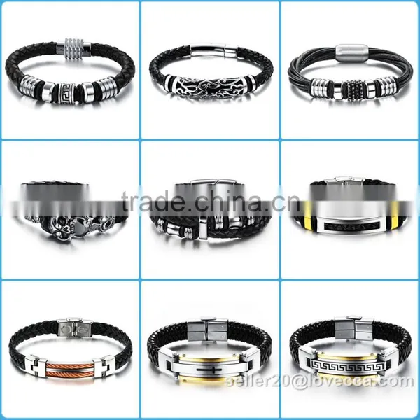 Leather Jewelry Wholesale Mens Black Wrap Leather Bracelet photo-6