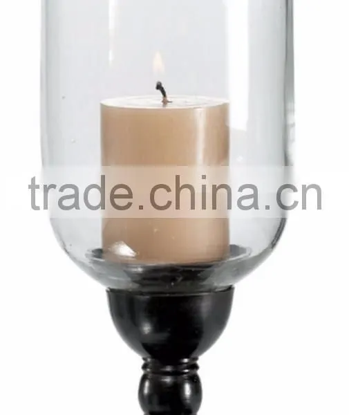 Black Metal and Glass Hurricane Candle Holder
