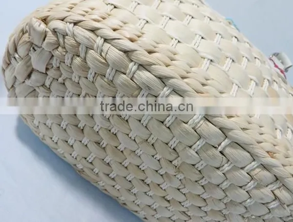 Cheap Handmade Natural Maize Mini Make Straw Bag With PU Handles photo-4