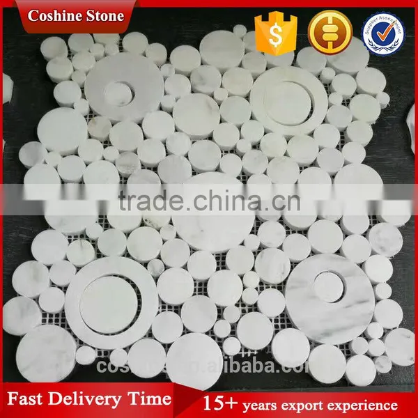 Beautiful White Carrara Backsplash Random Penny Round Mosaic Tile photo-2