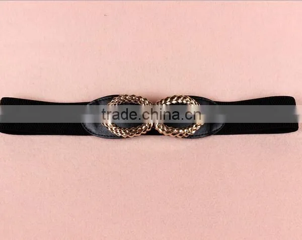 Wholesale Leaf Heart Pattern Alloy Buckle Elastic Sex Women Lady Waist Belt photo-4