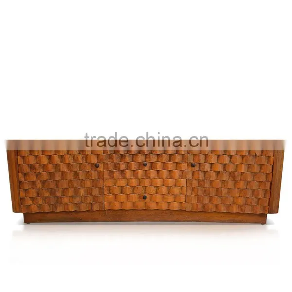 Buffet Console Zion Curve Natural Teak Wood Furniture photo-2