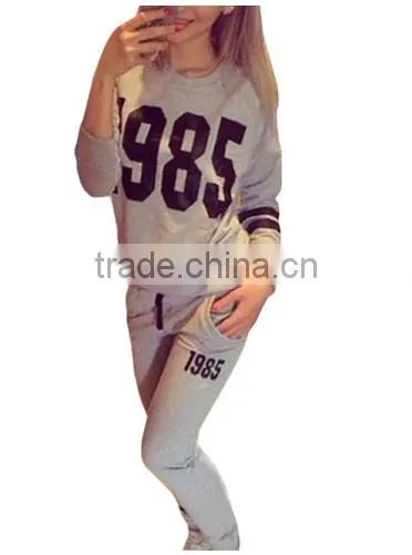 Women 1985 Printed Hoodie Pants Suit Athletic Outfits Tracksuit Sportswear Without Hood photo-2