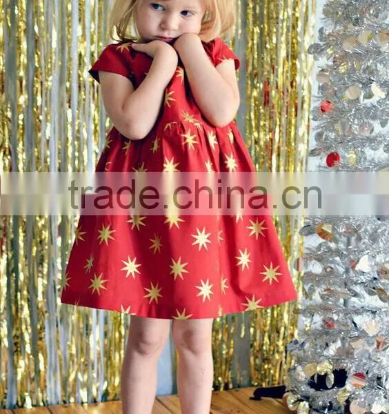 Little Girls Red Gold Stars Baby 4th of July Memorial Day Dress photo-4
