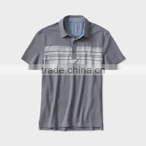 China Men's Fashion White Color Stripe Short Sleeve Polo Shirt photo-2