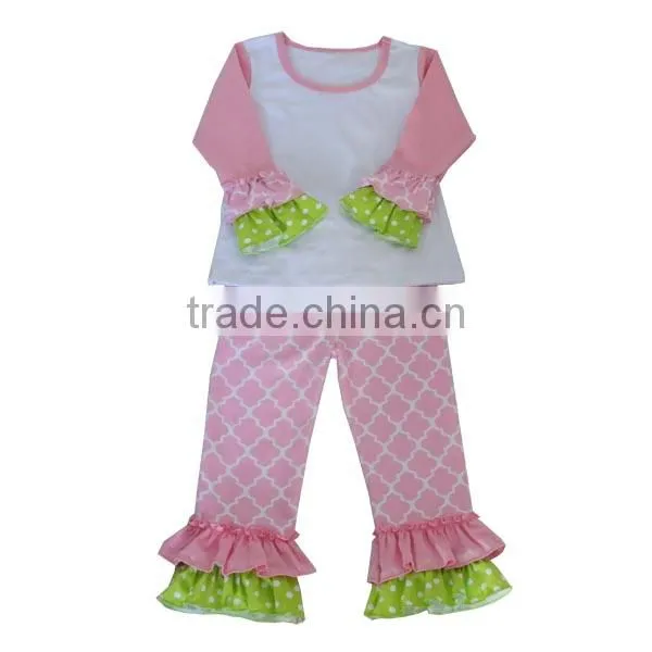 Ruffle Baby Clothes Wholesale Boutique Childrens Stripe Ruffle Cotton Clothing Girls Fall Clothes photo-3