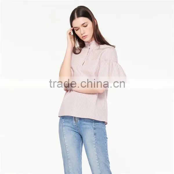 2017 OEM Loose-fitting Grandad-style Neckline Blouse Cloth Online photo-4