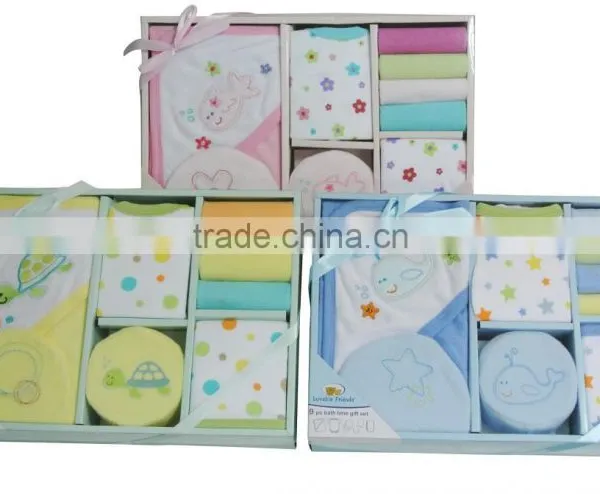 Newborn Baby 9pcs Bath Time Gift Set/hooded Towel/baby Garment