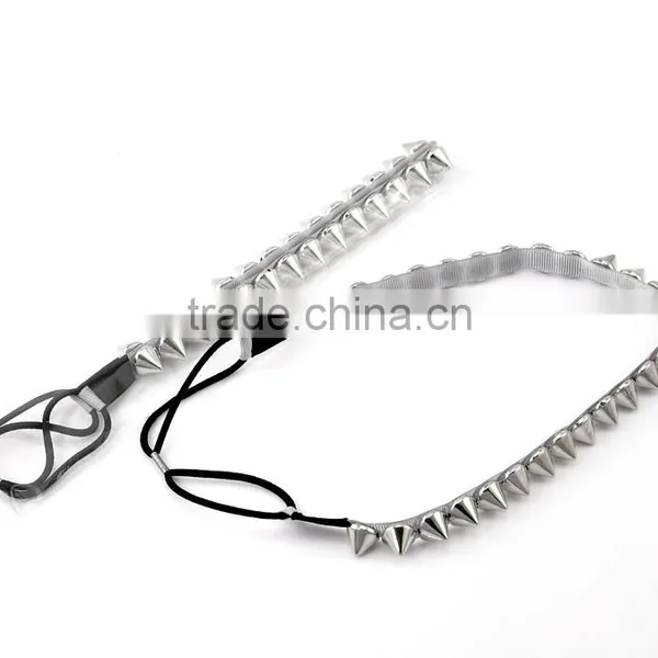 Jewelry Accessories 1 Cool Punk Silver Tone Spike Rivets Elastic Headband Hair Band photo-3