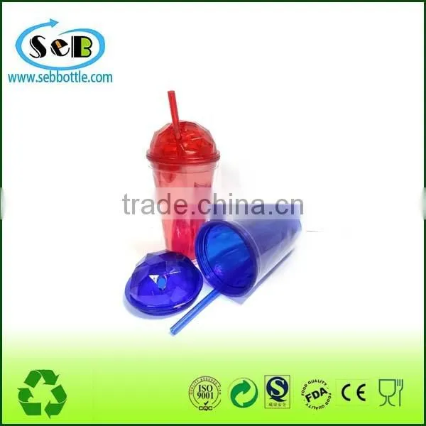 2016 New Double Wall Personalize Plastic Coffee Tumbler With Insert Paper and Straw photo-2