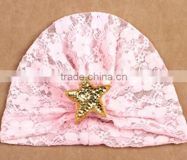 Indian Kids Turban Sequin Start Lace Hat, Fashion Sequin Hats With Lace Design photo-5