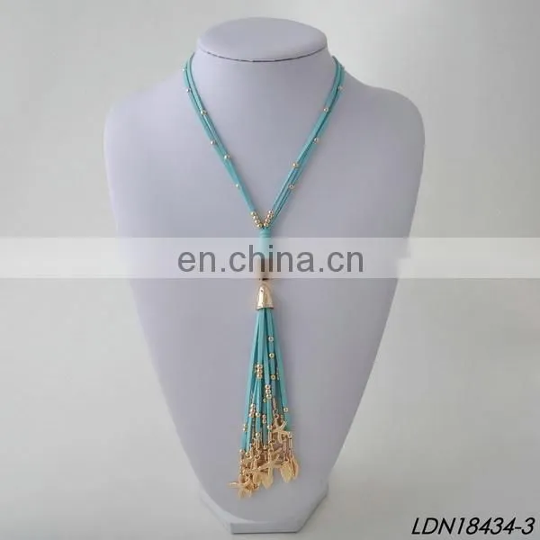 Customize Your Charm Leather Beaded Tassel Pendant Necklaces photo-5