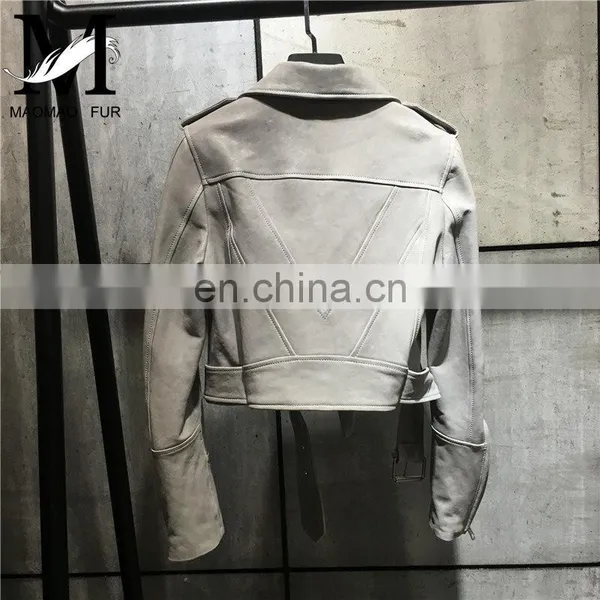 New Fashion Zipper Short Slim Leather Jacket Suppliers Genuine Womens Leather Jacket photo-2