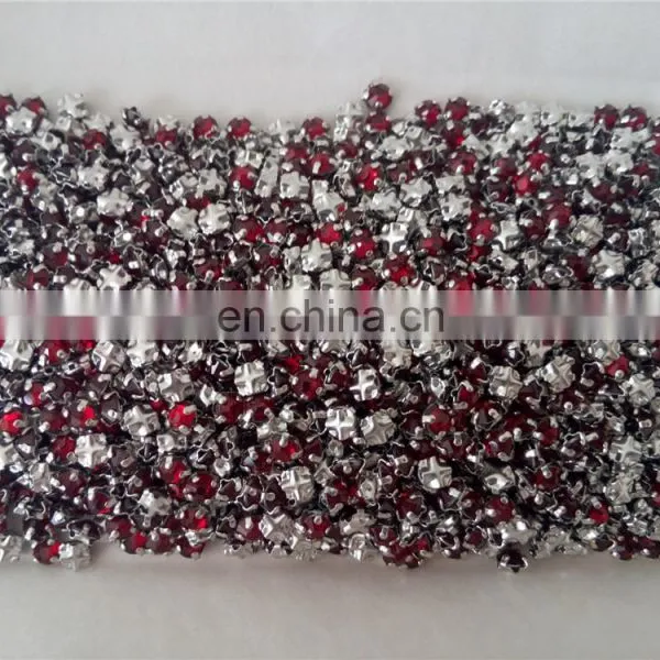 Siam Flat Back Rhinestones With Back Cross Claw Settings