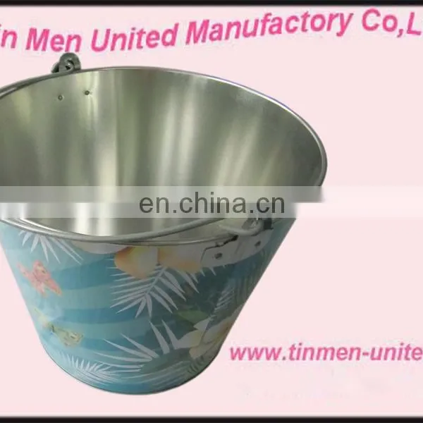 Fashion round ice tin bucket with handle
