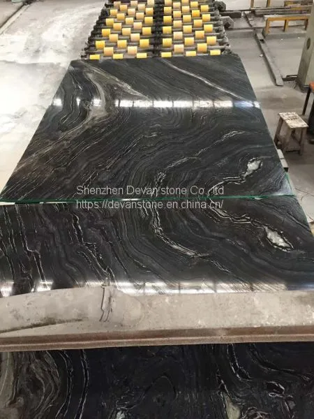Black Wood Marble Slab Polished Marble Tiles on Sale photo-3