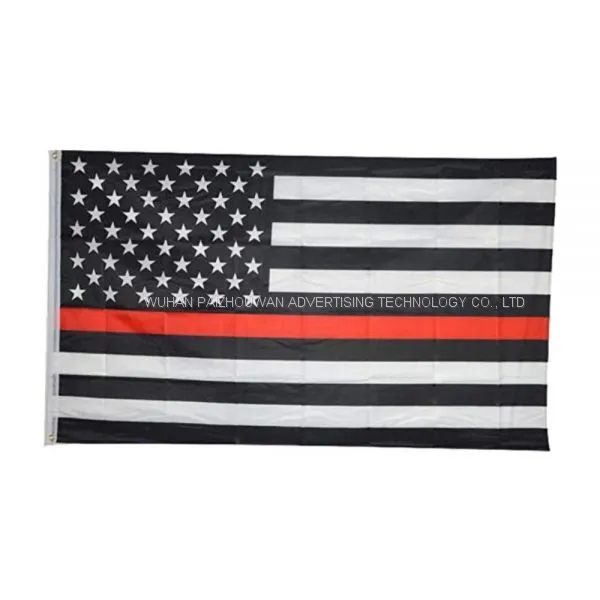 Cheap Flag Factory Wholesale 3x5 Ft Stock Thin Red Line Strip Fireman Flag