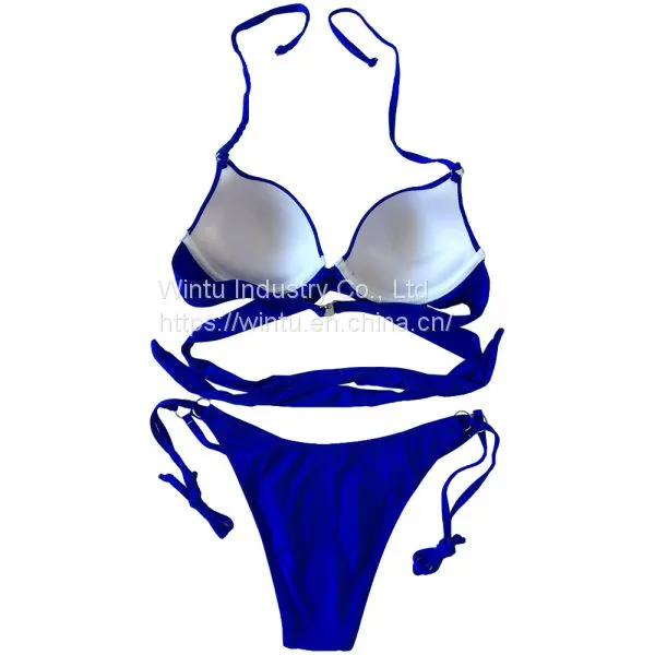 Cross Wrap Underwire Push up Bikini Top and Bottom photo-2