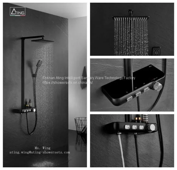black colour metal case PPA water way thermostatic shower system