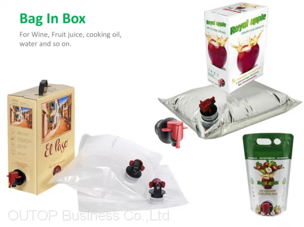 OUTOP Packaging Aluminum Foil Bag In Box For Liquid, Wine,Oil,Water,Juice,Detergent With Valve