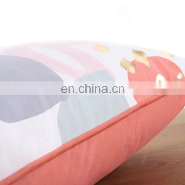 Gold Stamping Foil Metallic Printing Soft Decorative Velvet Pillow Cushion Case for Sofa photo-4