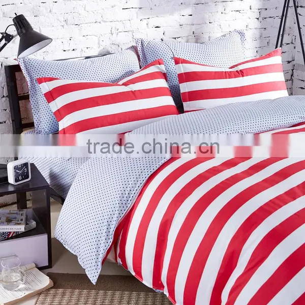 Warm and Confortable Design Red and White Stripe Home Textile Bedding Set From China Supplier photo-3