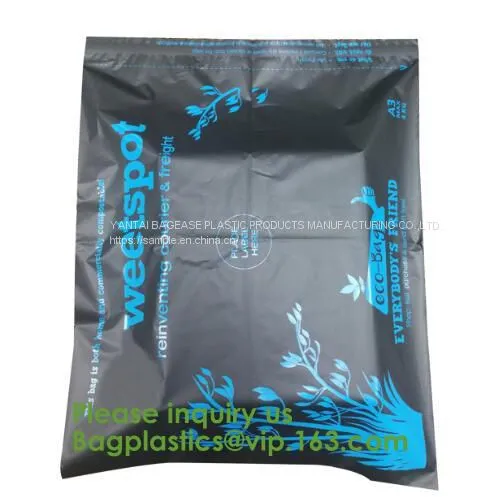 Biodegradable Compostable Plastic Courier Shipping Envelope Custom Matte Black Corn Mailers Bag Bagplastics Bagease photo-4
