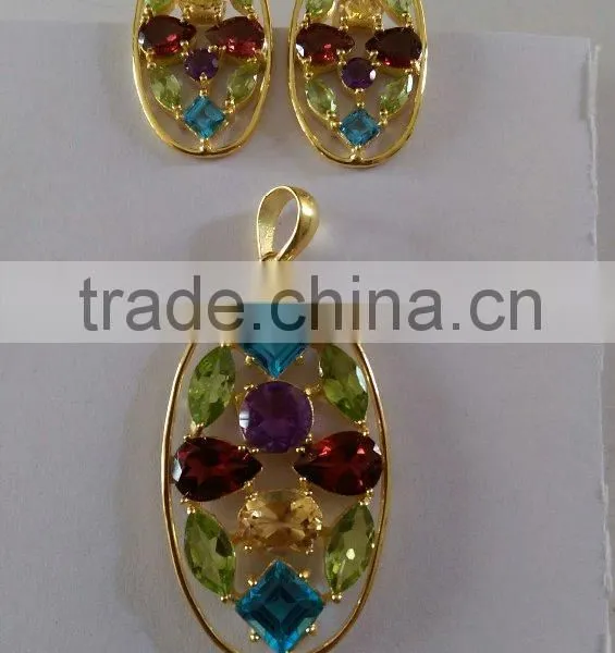 Silver Pendent Sets in Semi Precious Stones