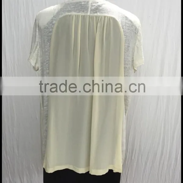 European Fashion Style Round Collar Short Sleeve Sequined White Blouse photo-3