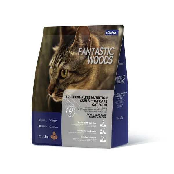 AEEIEER-FANTASTIC WOODS COMPLETE NUTRITION ADULT CAT FOOD SALMON FORMULA COAT CARE