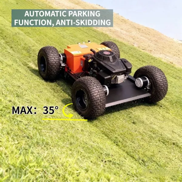 Solar Farms Under-panel Grass Cutting 550mm Gasoline Engine Remotely Controlled Wheel Brush Mower Made in China Manufacturer photo-5