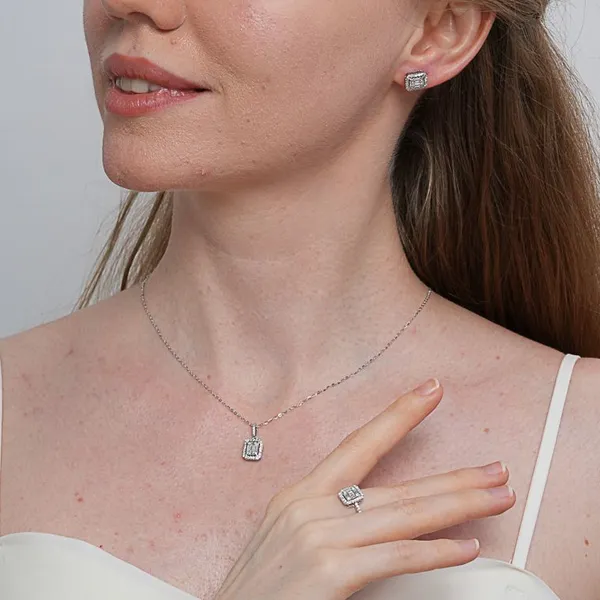 Shining Star Jewelry 925 Silver Zircon Elegant Wedding Jewelry Set For Women