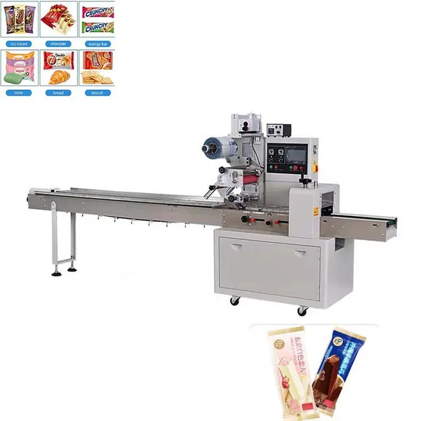 Automatic Ice Pop Wrapping Machine With Photoelectric Color Mark Tracking and Adjustable Bag Length for Commercial Use