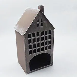 Farmhouse Hollow Metal House Candle Holder Set | Vintage Iron Tealight Houses Home Decor