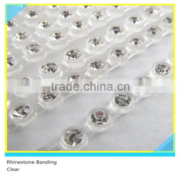Plastic Cup Rhinestone Sew on Ss10 3mm Crystal White Black Banding 1x180 Pcs 10 Yards photo-5
