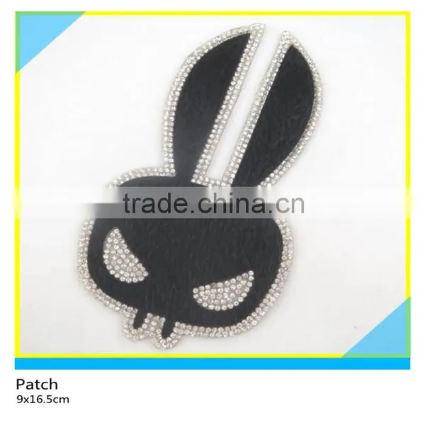 Iron on Glass Rhinestone Applique Hotfix Rhinestone Mix Black Hair Owl Patch 12x13cm photo-3