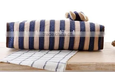 Ladies Fashion Blue Stripe Beach Straw Bag photo-6
