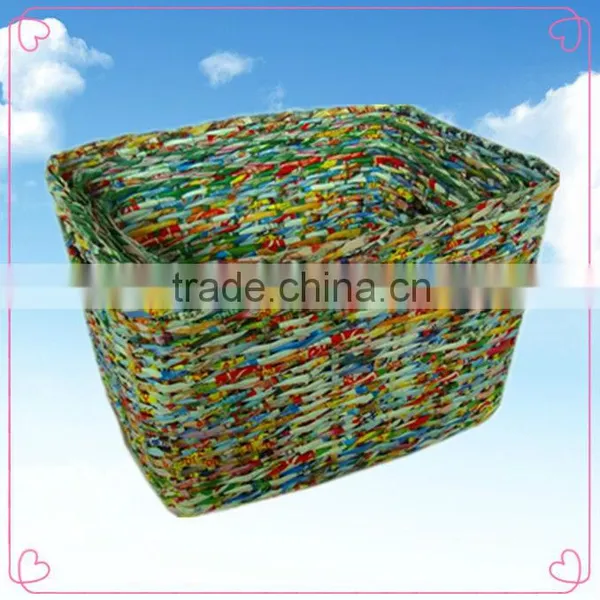 Color Newspaper Woven Basket / Sundries Storage Basket/paper Box