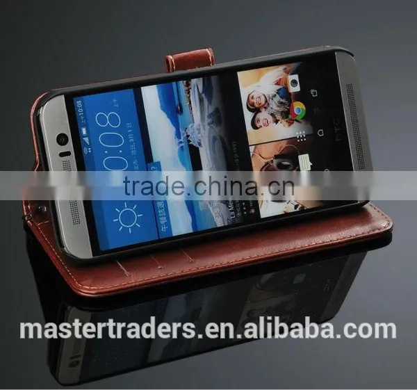 Original Fashion 64 Grain Stand Wallet Flip PU Leather Case With Card Slot For HTC One M9 MT-3459 photo-3