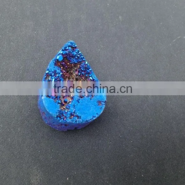 In Stock!!! Blue Color Agate Necklace Drusy Pendant Pear Shape Druzy Pendant photo-5