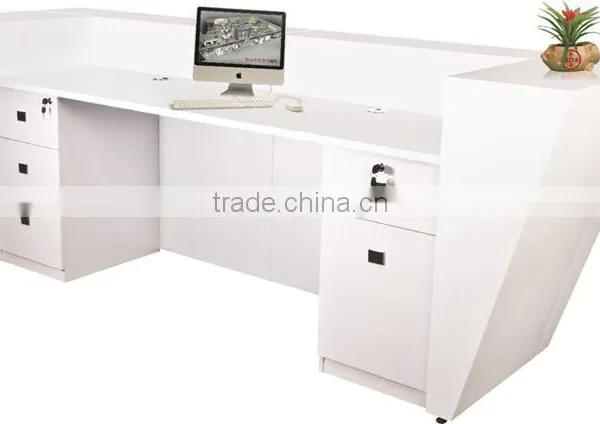 Elegant Diamond Shape White Modern Reception Desk photo-2