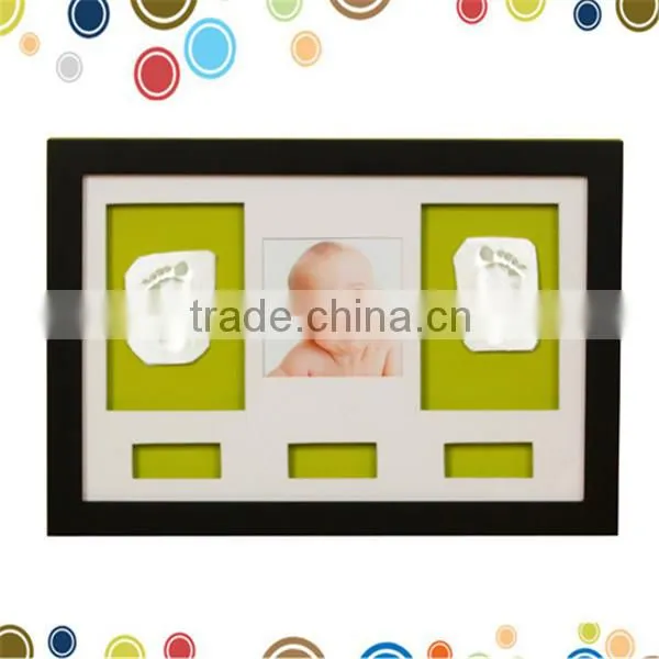 Wholesale Adorable Baby Footprint Set With Wall Metal Art Clay Frame
