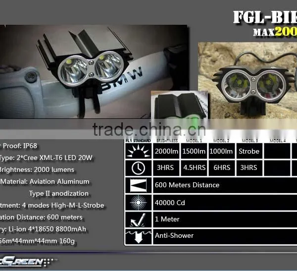 Rechargeable 8000mah 2 Led Xml L2 Bicycle Light photo-2